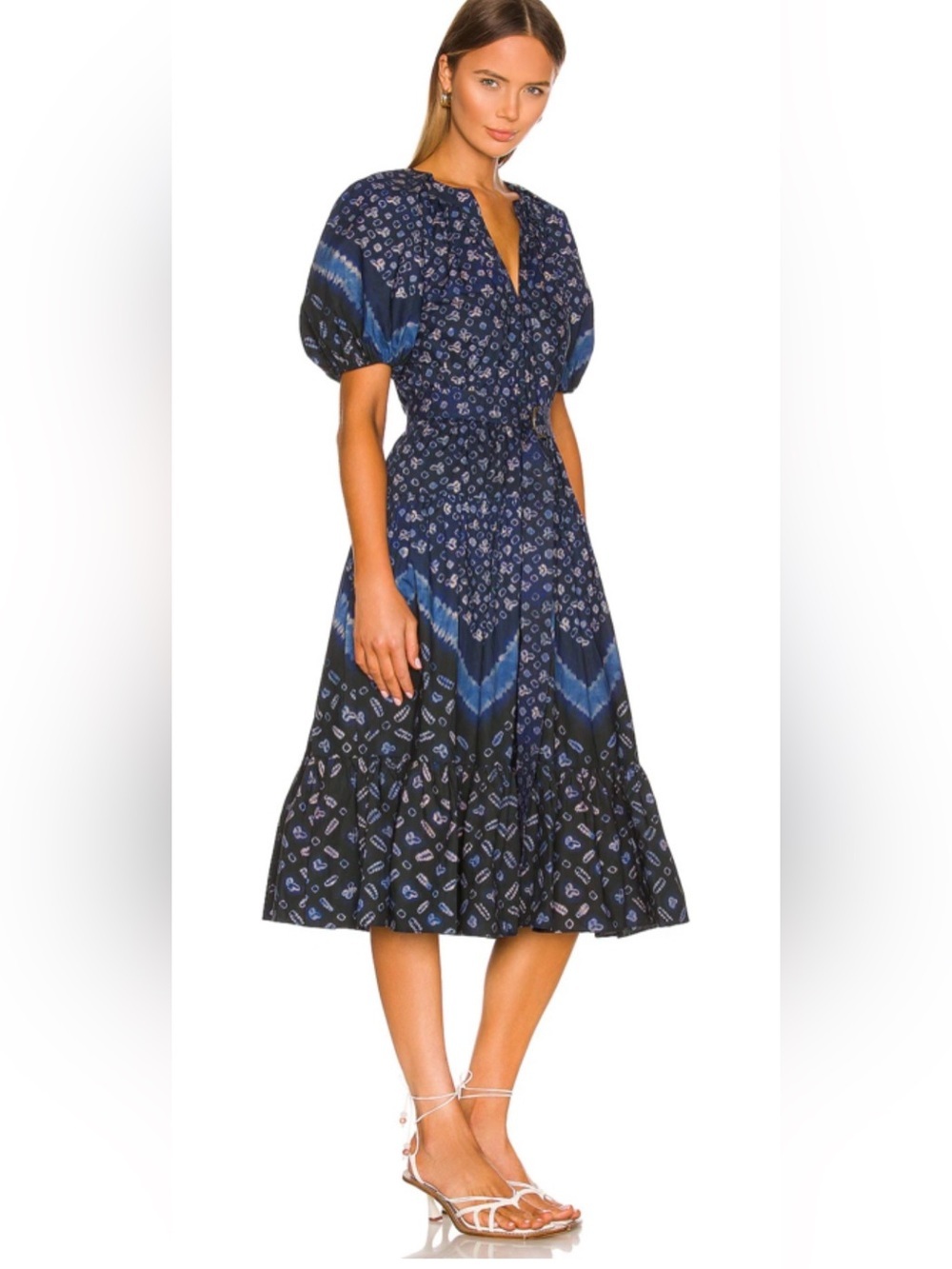 Ulla Johnson Josefina Ultramarine Blue Puff Sleeve Midi Dress Size 6